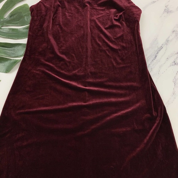 BCBG Vintage Velvet Mini Dress Size M Burgundy Red Slip Shift Stretch 90s y2k - Picture 3 of 11